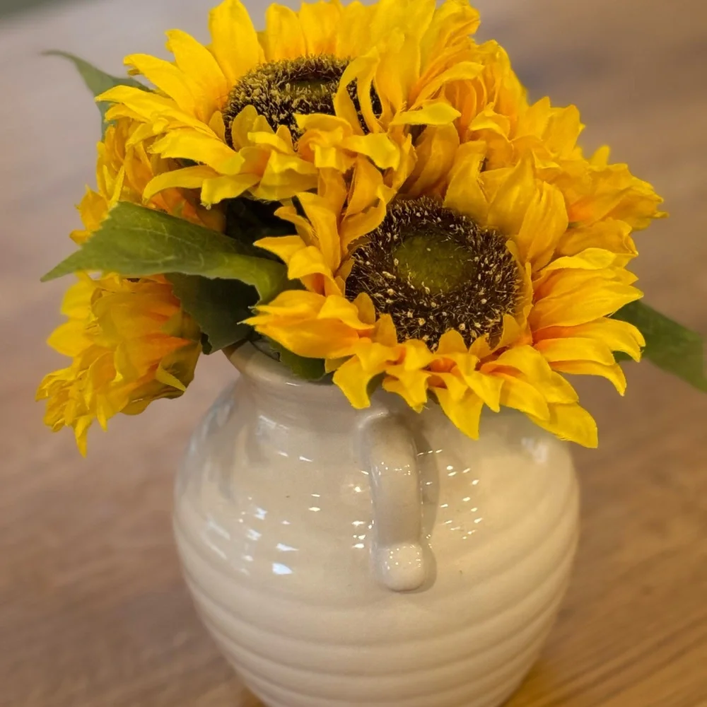 Sunflower Ceramic Vase - Yellow and Cream